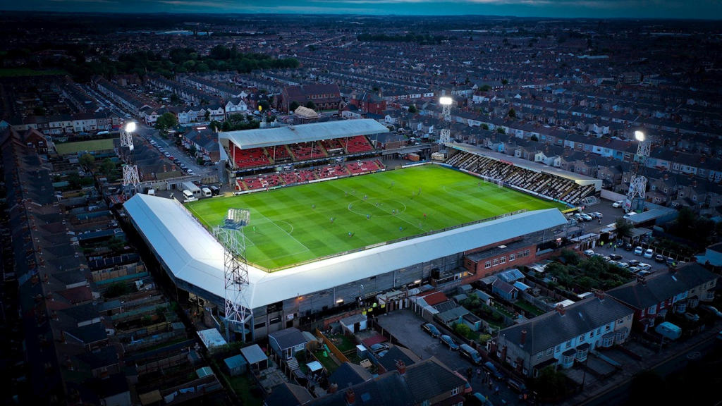 Ariel View of Blundell Park at night