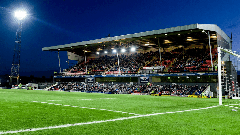 Night shot of Blundell Park