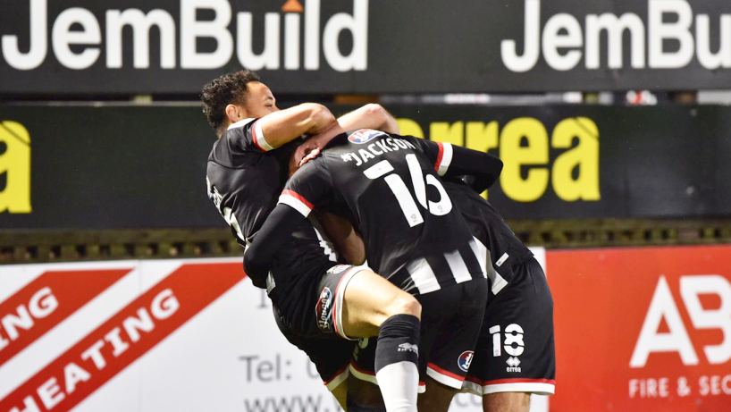 Grimsby Town Players Celebrating a goal