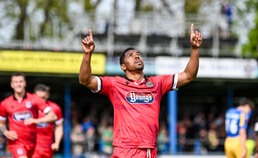 Tristan Abrahams Celebrates Scoring at King's Lynn