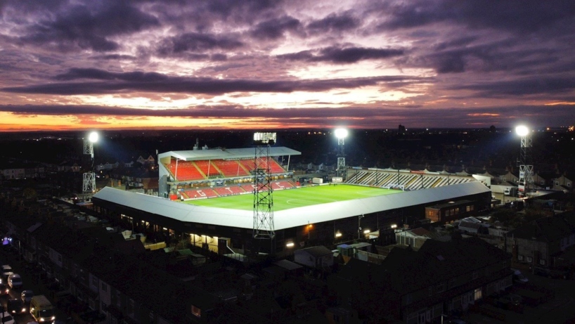 Night Drone Shot of Blundell Park