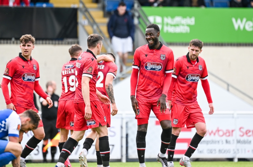 Mani Dieseruvwe Celebrates Scoring His Third Goal Against Eastleigh