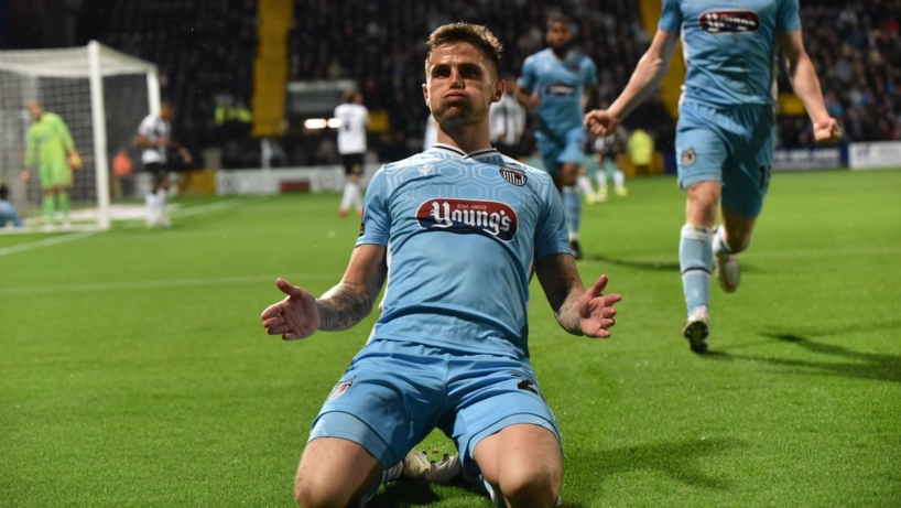 Holohan celebrates a goal against Notts county