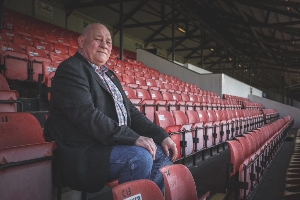 Pete sat in the stand at blundell parl