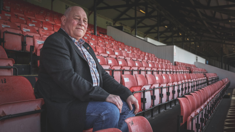 Pete sat in the stand at blundell parl