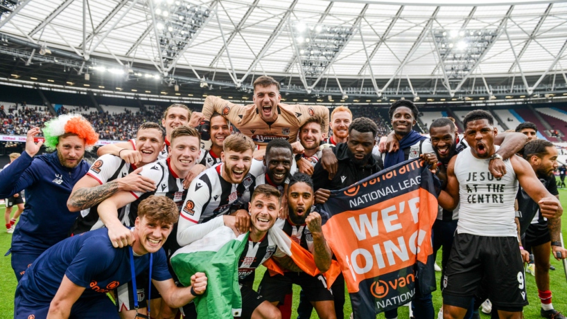 Grimsby Town Players Celebrating Promotion At The London Stadium