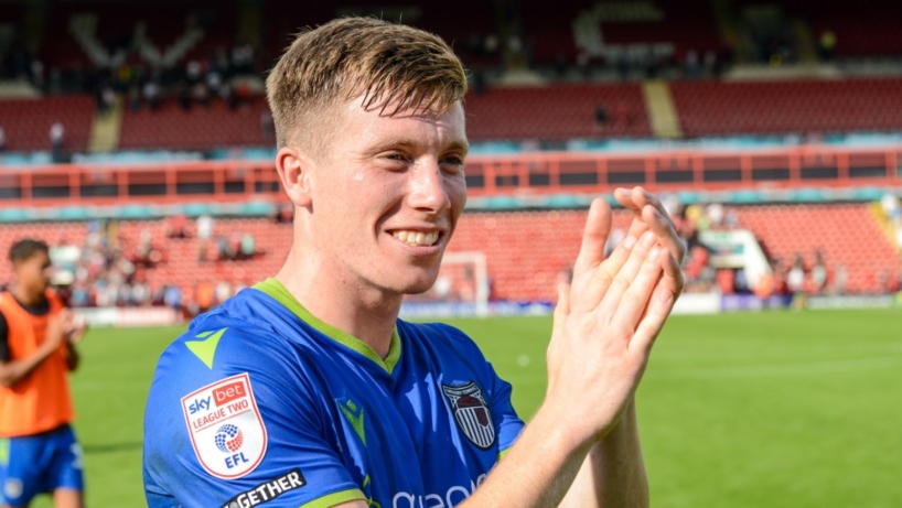 Harry Clifton Applauds The Fans At Walsall