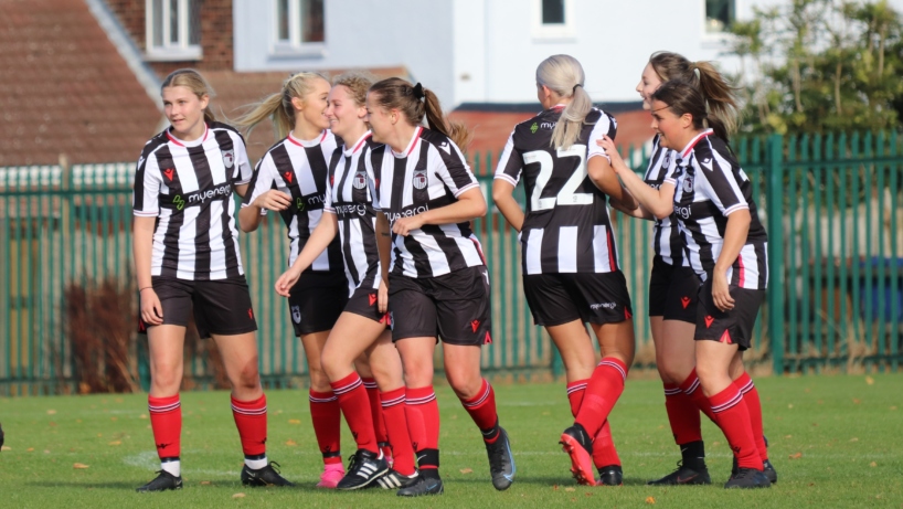 GTFC celebrate scoring against Grimsby Borough